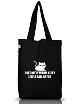 Shirtstreet24, Cat - Soft Kitty Warm Kitty, Jutebeutel Stoff Tasche Earth Positive