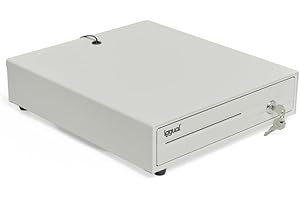 iggual -Cajón Portamonedas IRON-10W -Caja Efectivo - Registradora Manual o Automática para 4 Billetes y 6 Monedas - Cerradura 3 Posiciones- Acero+Plástico- -Uso profesiona -Blanco Perla (38x33,5x8)