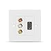 Price comparison product image TNP HDMI + 3RCA Faceplate Faceplate Wall Plate - 4k UHD 1080P HD Compatible & Gold Plated RCA Component Composite Video Audio Subwoofer Combo Port Insert Jack Socket Wiring Plug Outlet Cover Panel Mount