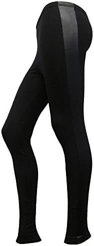 2 New Womens Viscose Ankle Length Leggings with Wet Look Side Panel