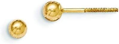 JewelryWeb14ct Yellow Gold Hollow Polished Screw back 3mm Ball Screw Backback for boys or girls Earrings Measures 3x3mm