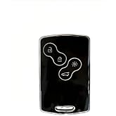 AutoHan Keys Renault Clio4 Megane 3 Fluence i&ccedil;in Akıllı Anahtarsız &Ccedil;alıştırma Anahtar Kılıfı, Siyah ve G&uuml;m&uuml;ş, Premium Kalite