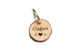  Hundemarke aus Rosenholz mit Wunsch Gravur (personalisiert) beidseitig graviert/inkl. Schlüsselring für Halsband & Hundeleine