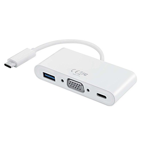 Axxbiz CableBiz-C012W, 3.1 USB-C auf VGA Multiport Adapter – Auflösung bis zu 1920×1200 – 3 in 1 Port (VGA, USB-A, USB-C) - 2