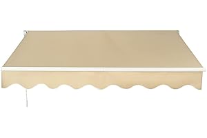 Panana Manual Awning Canopy Outdoor Patio Garden Sun Shade Shelter Top Fabric (3.5x2.5m, Beige)