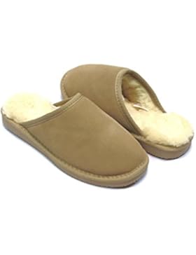 Lammfell Pantoffel slipper Damen Hausschuhe mit Australischen Lammfell, beige - sand mit beigen Fell elastischer...