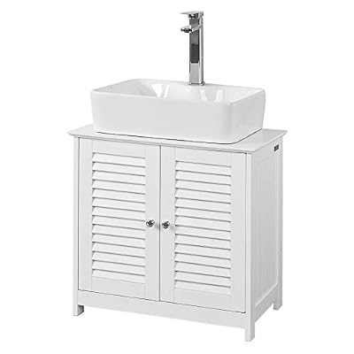 SoBuy® FRG237-W Meuble sous-Lavabo Meuble de Salle de Bain Vasque - 2 Portes et 2 étages à l’intérieur -Blanc