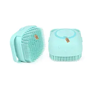 VetSafe Dog Bath Brush Body Scrubber Shampoo Dispenser Tick Remover For Shower Bathing and Shedding Soft Silicone Bristles Brushes Groomers For Pet Puppy Dogs Cat Rabbit Horse (Multicolor 1 pcs)