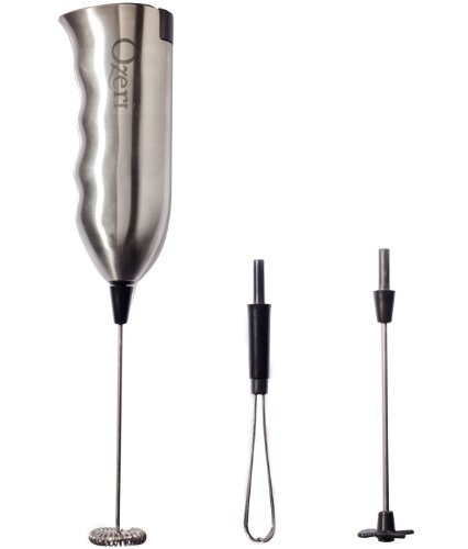 Ozeri Deluxe Milchaufschäumer und Aufsatz aus Edelstahl mit Halterung und 4 Aufschäum-Aufsätzen - 2