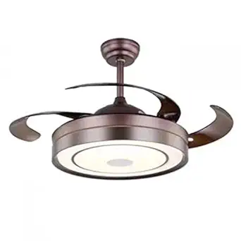 ELIANTE 44 inch Coffee Finish Metal Body, Translucent Abs Blades, Dimmable Led Ceiling Fan Chandelier