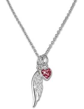 SilberDream Kinderkette Flügel-Herz Zirkonia pink 925 Sterling Silber Kinderschmuck SDK01738