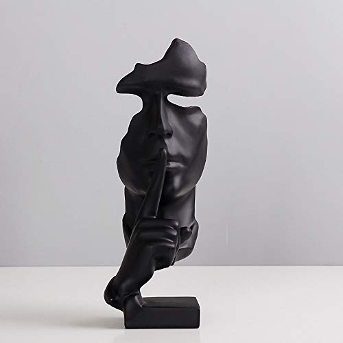 WMA-Moderno Minimalista Creativo Silenzio È Mestieri Resina Oro Creativo Decorazione Europea retrò Ufficio Soggiorno Arredamento Decorazione Opere d'Arte,Black