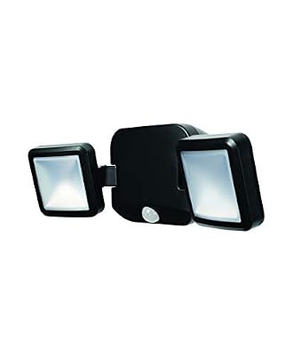 LEDVANCE GADGET Double Tête LED + Détecteur de Mouvement (Piles incluses) | Projecteur Extérieur à Pile | Noir | 10 Watts - 480 Lumens | Blanc Froid 4000K | Etanche IP54