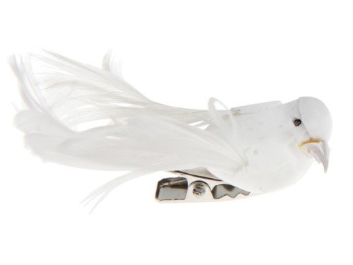 Deko-Vögel mit Clip weiß, 6,5 x 1,8 cm, 4 Stück, Tisch- und Raumdeko Gastgeschenke Baumschmuck