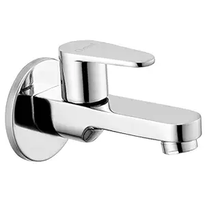 Oleanna Nova Brass Long Body Bib Cock With Wall Flange Standard Size (Silver, Chrome Finish)