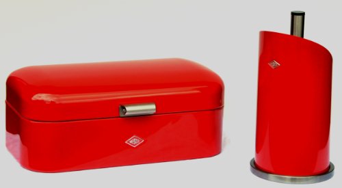 Preisvergleich Produktbild Wesco Grandy Brotkasten + Küchenrollenhalter im Set, Farbe: rot