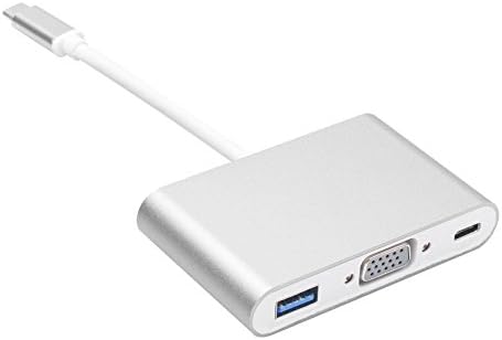 USB C to VGA Adapter UNIGRACE 3-in-1 4K 60Hz Multiport Type-C to VGA Converter with USB 3.0/USB 3.1 Port for Macbook/Chromebook Pixel and more