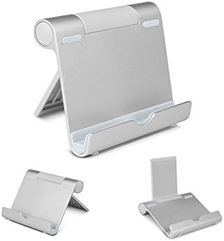 AmanStino stand for iPad , Multi-Angle Mini Portable Durable Aluminum Tablet Stand for Apple iPad AirMini, iPhone 6s654, Samsung Galaxy Tab, Samsung Galaxy and Smart phones(Silver)