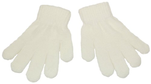 Baby toddler magic knitted gloves. Available in 6 colours; black, hot pink, navy blue, pale blue, red and winter white. (White)