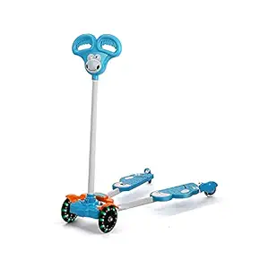 SHLOFOR Kid Toy Frog Butterfly Scooter Style 4 Wheel Foldable Kick Skating Cycle LED on Wheels and Height Adjustable for Boys and Girls for 3-7 Years (Multi)