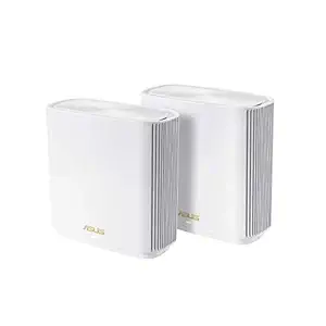ASUS ZenWiFi AX (XT8)(2-Pack) AX6600 Whole-Home Tri-Band Mesh WiFi 6 System -(White) Coverage up to 5,500 Sq. ft, 6.6Gbps WiFi-Router, 3 SSIDs, Life-time Free Network Security and Parental Controls