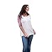 Produktbild MEIbax Damen Plus Größen Oberseiten Lange Hülsen O-Ansatz beiläufige Blumendruck Hemd Bluse Herbst Langarm Blumedrucken T-Shirt(Rosa,S)
