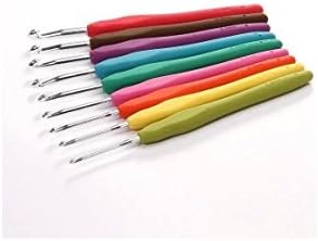 Maibuyuu 9pcs Colorful Soft Plastic Handle Aluminum Crochet Hooks Needles 2mm-6mm Knitting Knit Yarn Weave Craft