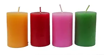 Urvi Creations Set of 4 Pillar Flavored Aroma Fragrance,Scented Wax Tealight Candles for Diwali Decoration Items and Christmas Festivals Candles -Multi