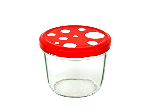 25er Set Sturzglas 230 ml To 82 Fliegenpilz Deckel rot weiß gepunktet incl. Diamant Gelierzauber Rezeptheft Marmeladenglas Einmachglas Einweckglas - 2