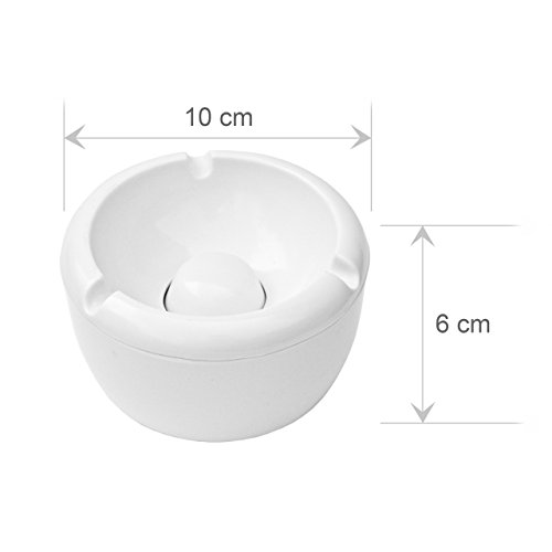 Aschenbecher Ascher aus Kunststoff – 8 Stück – Farbe: Weiß – Durchmesser 10,0 cm – einfach – cool – günstig - 3