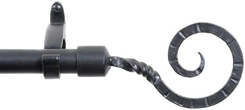 RULU 28082 28 to 48-Inch Twisted Hook Drapery Hardware with 3/4-Inch Pipe, Black