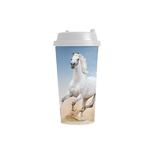 Run Rearing Forward Race Horse Custom Personalized Printing 16 Oz Double Wall Plastic Insulated Sports Water Bottle Cups Commuter Travel Coffee Mugs for Student Women Milk Teacup Drink