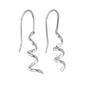 Simple Sterling Silver Corkscrew Twist Dangle Earrings