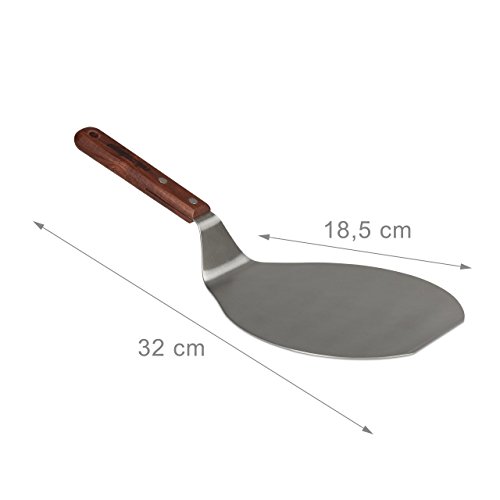 Relaxdays Pizzaheber mit Holzgriff aufhängbar, Schaufelmaß von 18,5 x 16,5 cm zum Herausnehmen von Pizza, Flammkuchen, anthrazit - 2