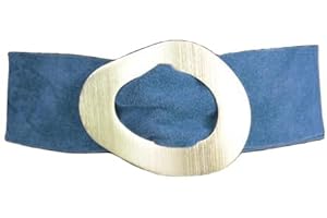 FrasiBags Cintura Donna Larga in Camoscio con Fiabbia Anello Tonda Ovale, Cintura Donna Pelle Scamosciata, Cintura Alta Donna, Cinta Donna Pelle Made in Italy