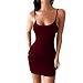 Produktbild iYmitz Heißer Damen ärmelloses Minikleid Camisole Sommerkleid Rundhals Solide Rock T-Shirt A-Linie Cocktail Tops Abendkleid(Weinrot,EU-38/CN-L)