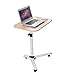 Produktbild Xuping Abnehmbare Laptop Tisch-Swivel Wheel Rolling Tray Table - Einstellbare Bett Lesen Schreibtisch für Zuhause oder Krankenhaus (Farbe : Holzfarbe)