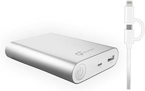 Qi-infinity 10,400 mAh Quick Charge External Battery (Input and Output Both) with [Apple Certified Mfi] 2-in-1 Micro Usb-lightning Cable