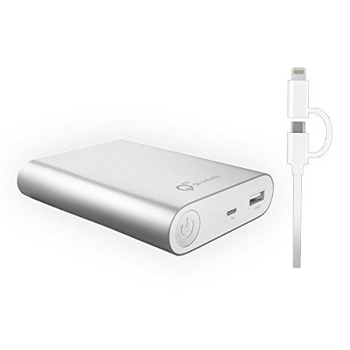 Qi-infinity 10,400 mAh Quick Charge External Battery (Input and Output Both) with [Apple Certified Mfi] 2-in-1 Micro Usb-lightning Cable