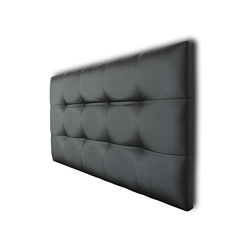 Ventadecolchones - Cabecero de Cama Tapizado Acolchado de Dormitorio en Polipiel con capitoné Modelo Tablet Negro y Medidas 151 x 70 cm para Camas de 135 ó 150
