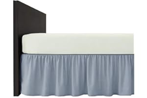 COMFORTESY Lenzuolo con mantovana giroletto con volant, in policotone, a tinta unita, facile da pulire, in 20 colori, lavabile in lavatrice (grigio, super king size)