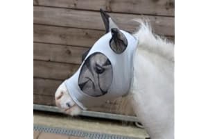 RUGGLES EQUESTRIAN Shetland-Miniature-Section A Pull On Fly Mask With Ears (Std Shet & X-Mini) (X-Mini, Pale Grey)