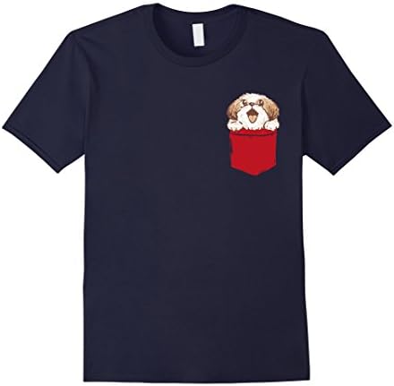 Men's Shih-Tzu Puppy Dog in Your Pocket T-Shirt Large Navy