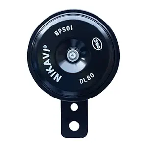 NIKAVI 12V Single Blister Round Disc Universal Fit Auto Car Vehicle Horn for Passenger Car, Truck (Black)