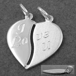 Preisvergleich Produktbild Freundschaftsanhänger Herz mit 2 Ösen, Silber 925