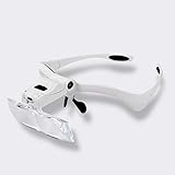  Portable Head Mount White Lupe mit LED-Licht Brille Licht Halterung für freihändiges Lesen Schmuck Uhr Reparatur Nähen Wimpernverlängerung Zahnarzt Schneider Nadel Arbeit 5 Wechselgläser