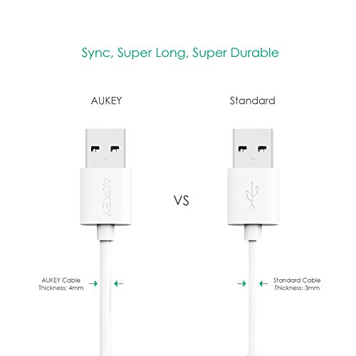 AUKEY Micro USB Kabel 1,2M [ 3 Stücke ] Weiß Ladekabel und Datenkabel für Micro USB Geräte wie für Samsung Galaxy / HTC / Huawei / Sony / Nexus / Nokia / Android Smartphones usw. - 4