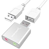 Sabrent USB Externe Soundkarte Aluminum Stereo Sound Adapter für Windows und Mac. Plug and Play. Inkl. USB Kabel. Keine Treib