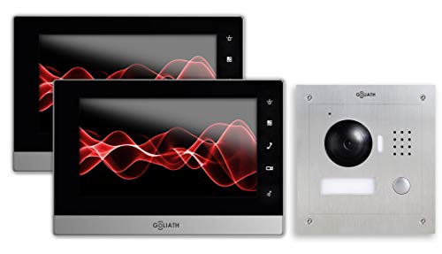 Preisvergleich Produktbild Goliath IP Video Türsprechanlage, Unterputz Türstation, Edelstahl, HD Kamera, App mit Türöffner, Nachtsicht, LCD Monitor, Video-Speicher, 1 Familienhaus Set, AV-VTC201