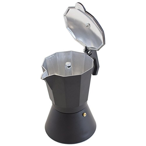 Oxid7® Italienischer Espressokocher Espresso Mokka Maker Aluminium für 3/6/9/12 Tassen Espressomaschine schwarz für Induktion geeignet - 6